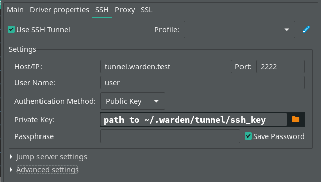 DBeaver SSH Config